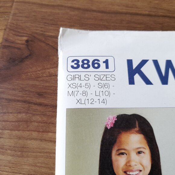 Girls Empire Waist Pullover Tops Sewing Pattern Sizes 4-14 Kwik Sew 3861 UNCUT - Picture 3 of 7